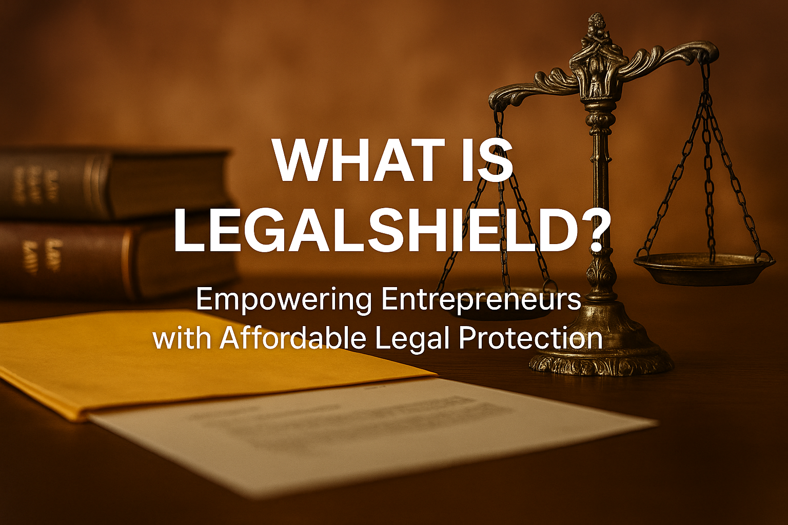 LegalShield blog header showing scales of justice and law books symbolizing affordable legal protection for entrepreneurs.