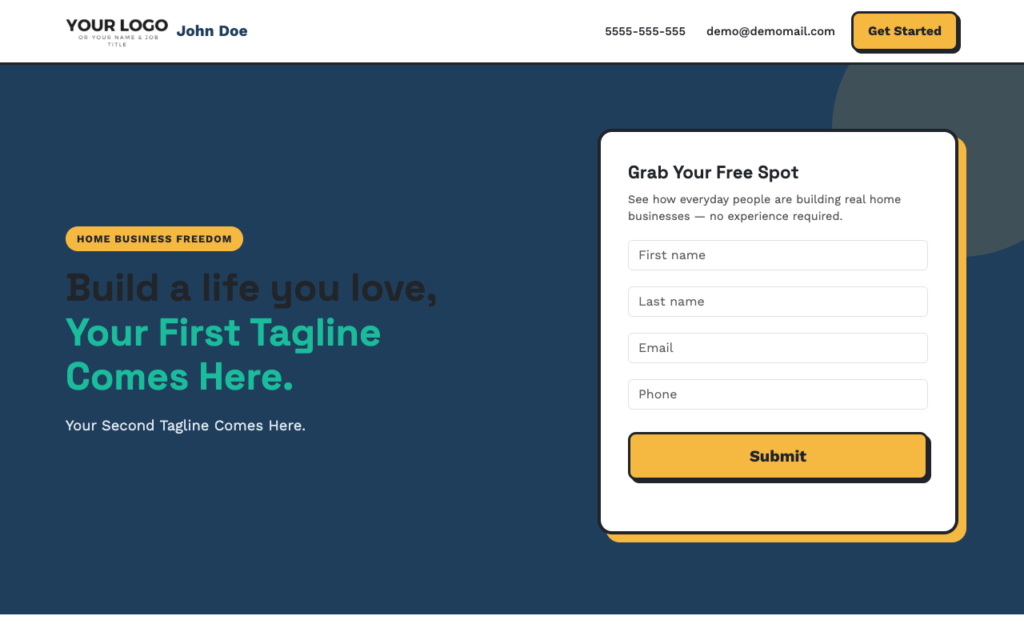 New Home Business Template: Home Freedom — Built for Flexibility