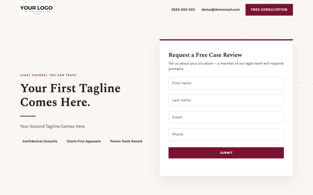 New Lawyer Template: Counsel Wine — Built for Established Law Firms